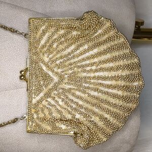 Vintage 60s Walborg Gold Glass Beaded Cocktail Purse Evening Bag Kiss Lock